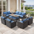Ingvald 9 Person Outdoor Courtyard Wicker Family Conversation Set Group With Swivel Chairs And Storage