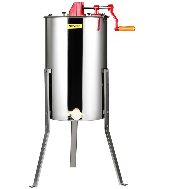 Extracteur de miel manuel, extracteur de filière à 3 cadres, extracteur d'apiculture en acier inoxydable, tambour en nid d'abeille avec couvercle, équipement de centrifugation de rucher avec support à hauteur réglable