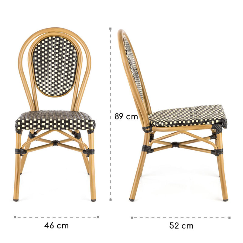 Stacking Patio Dining Side Chair, Cream