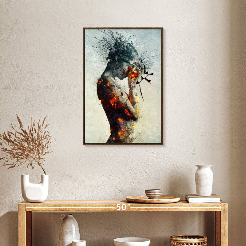 Deliberation I, 21" x 31", Floating Frame Walnut