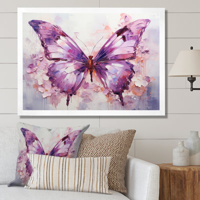 «Purple Animal Amethyst Butterfly Delicate - Butterfly», reproduction sur toile encadrée