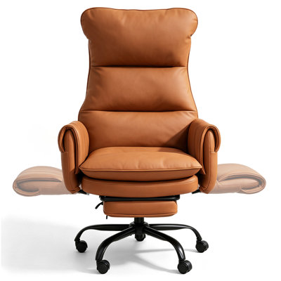 Big and Tall Office Chair, Flip Armrests for Pets & Cross Legged Sitting, Executive Ergonomic Computer Gaming Chair with Foot Rest, Teddy Fleece Wide Seat Reclining Desk Chair