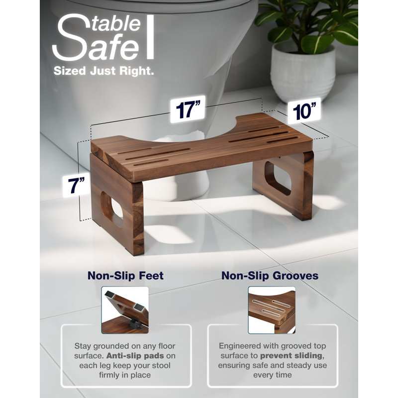 Tabouret de toilette pliable BLUEWEST, 7 pouces, noyer