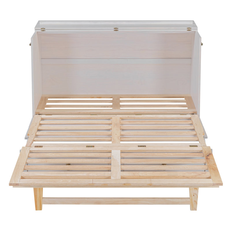 Murphy Bed With Large Drawers, White, Queen