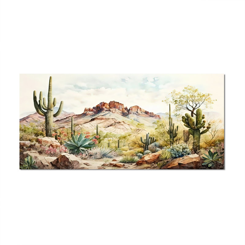 Arizona Desert III - art mural sud-ouest sur toile, Wrapped Canvas, H 28 po x l 60 po x P 1,5 po