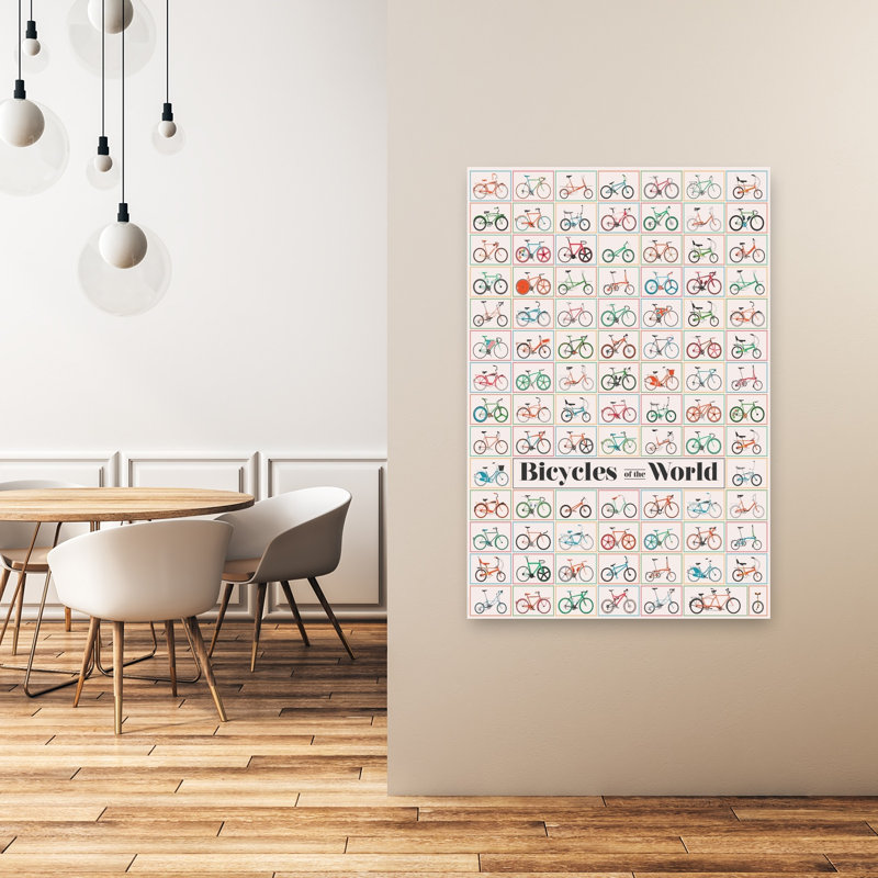 Bicyclettes du monde rétro, art mural rétro, 48" H x 32" W