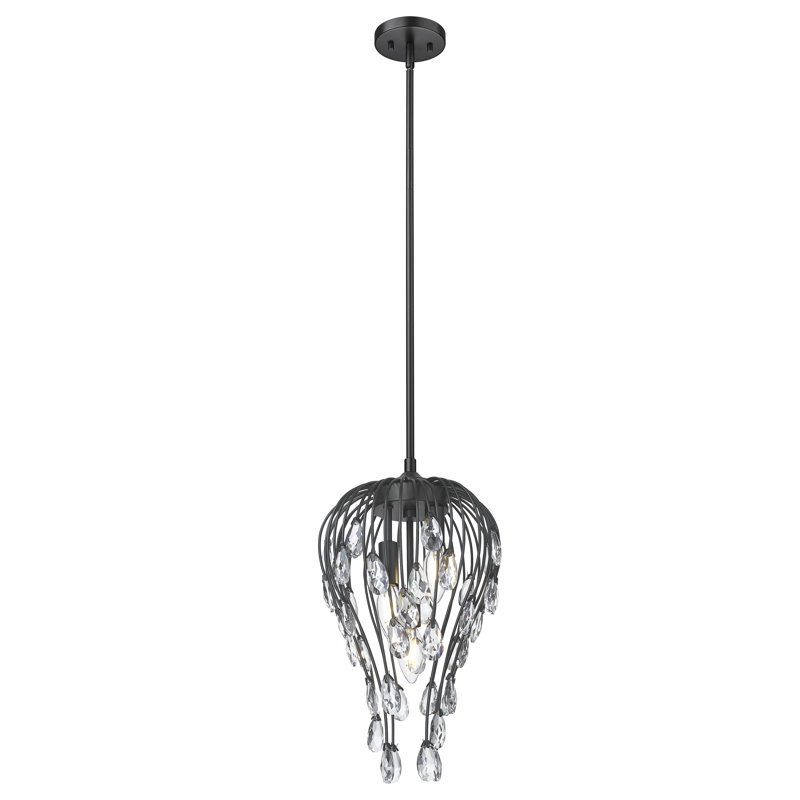 Luminaire suspendu noir mat 3 lumières Gabriella, Noir mat