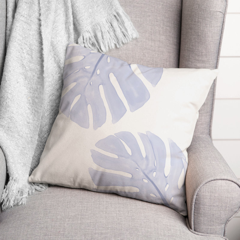  Housse et insert de coussin carré Monstera, Bleu marine