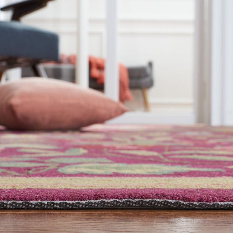Bick Hand Hooked Wool Pile Floral Rug, Oval 4'6" x 6'6"