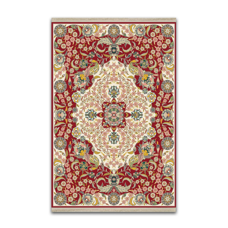 Tapis rouge rétro à motif tissé rétro, Tapis de couloir 3 pi 3 po x 9 pi 10 po