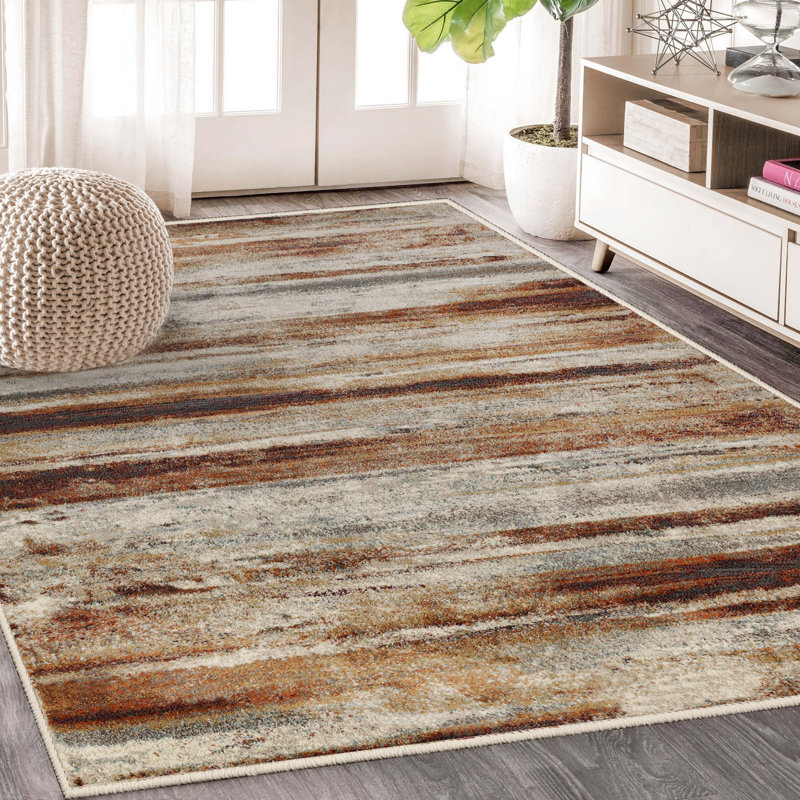 Indoor Area Rug with Modern Abstract Striped Lines, Rectangle 5' x 8'