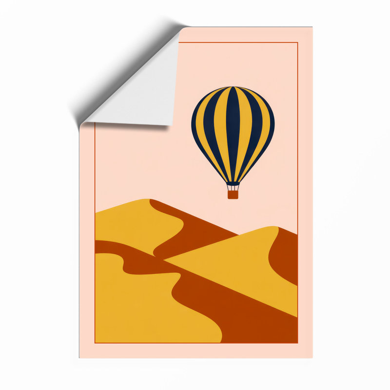 Balloon Over Desert Retro - Framed Print, A4 - 29.7 x 21.0 cm, Unframed