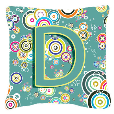 Monogramme initiale cercle cercle intérieur/extérieur Throw Pillow
