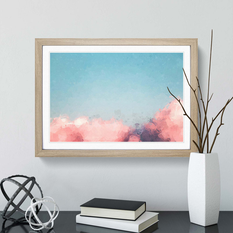 Migrating Birds in Abstract - Picture Frame Painting Print, Oak Framed, 62cm H x 87cm W x 2cm D