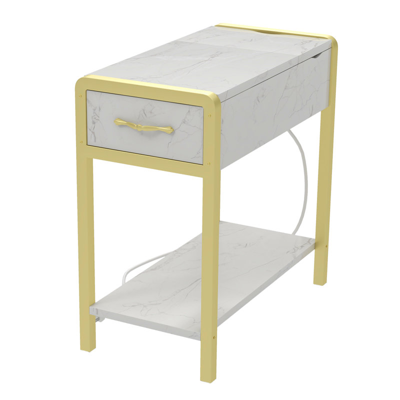 Adiley End Table, White, Gold