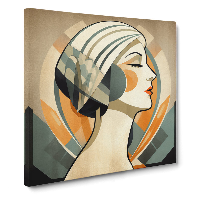 Art Deco Woman Mid-Century No.2 - Wrapped Canvas - Framed Print, 50cm H x 50cm W x 3cm D