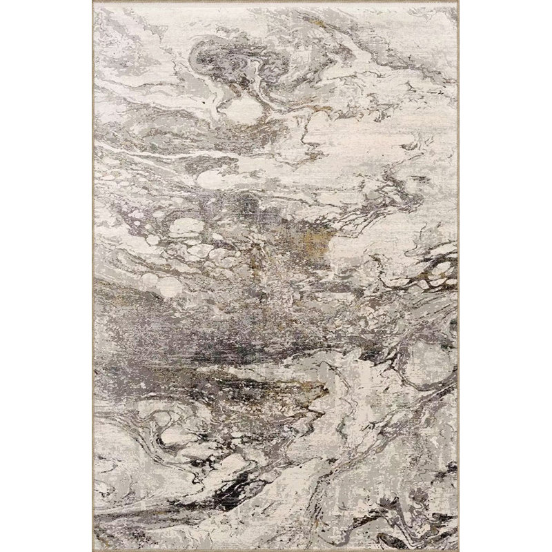 Tapis décoratif lavable Marble, Sous-tapis carré 3 pi 3 po inclus