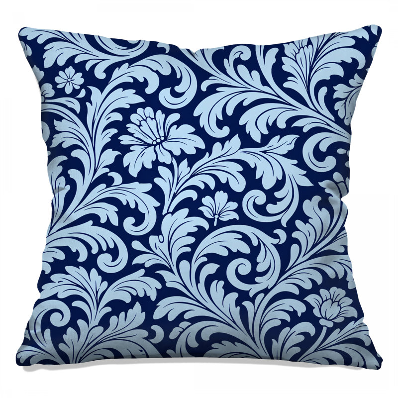 Coussins décoratifs bleus à motif damas, 20 x 20 pouces