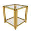 Ensemble de 3 tables basses modernes avec plateau en verre trempé et tablette inférieure pour le rangement et la présentation du salon-129385369