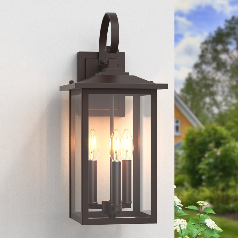 Lanterne murale d'extérieur 3 lumières Dallas, Bronze frotté à l'huile, H 20 po x l 8,7 po x P 9,5 po