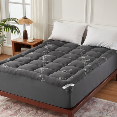 BEDLORE® Rayon Bamboo Mattress Topper, Pillow Top Mattress Pad with 6-18'' Deep Pocket, Soft Bed Topper for Back Pain Relief