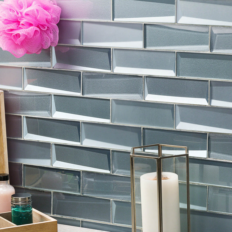 Wister 2" x 6" Glass Mosaic Wall Tile, Slate