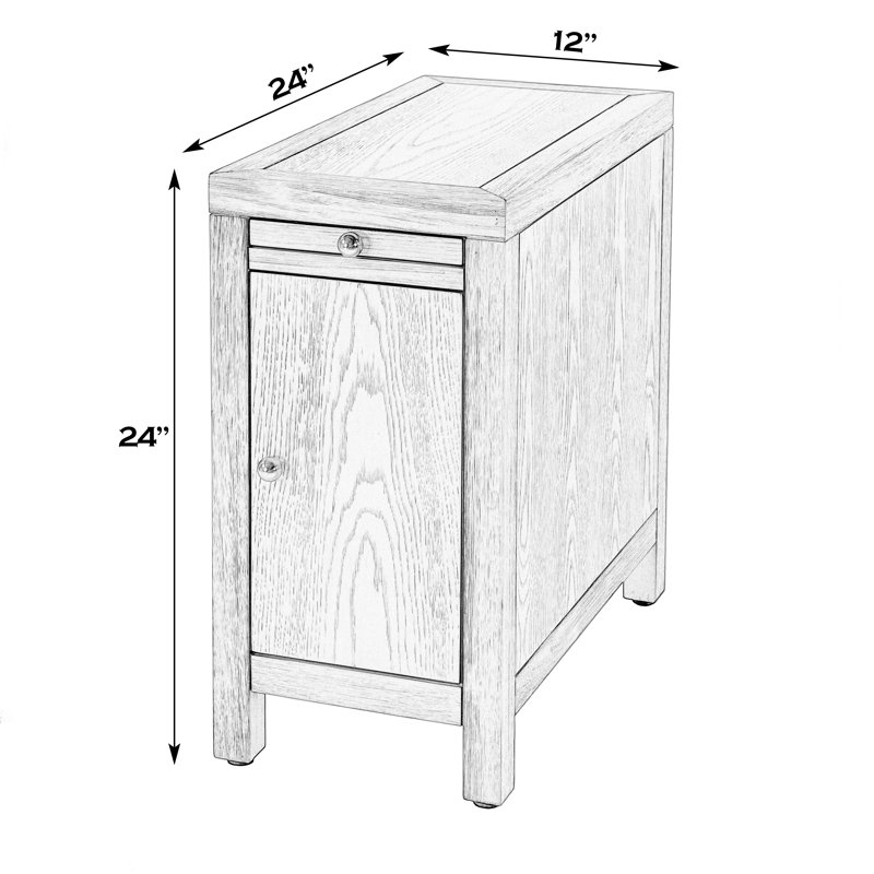 Nora 12 in. W Wood 1 Door End Table with Pull-Out Tray, Sage Green