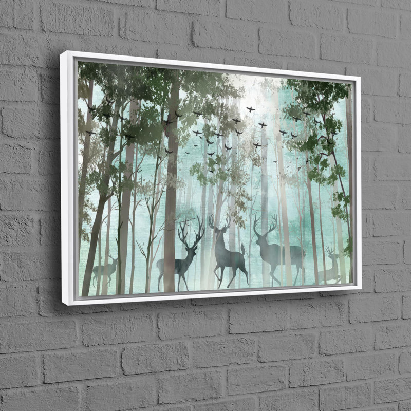 Grande impression sur toile moderne mettant en vedette un paysage de cerf dans la forêt, cadeau parfait, H 10 po x l 14 po