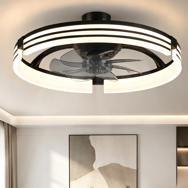 20'' Farmhouse Reversible LED Caged Ceiling Fan with Light And Remote