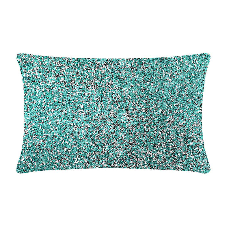Turquoise Velvet Rhinestone Square Throw Pillow
