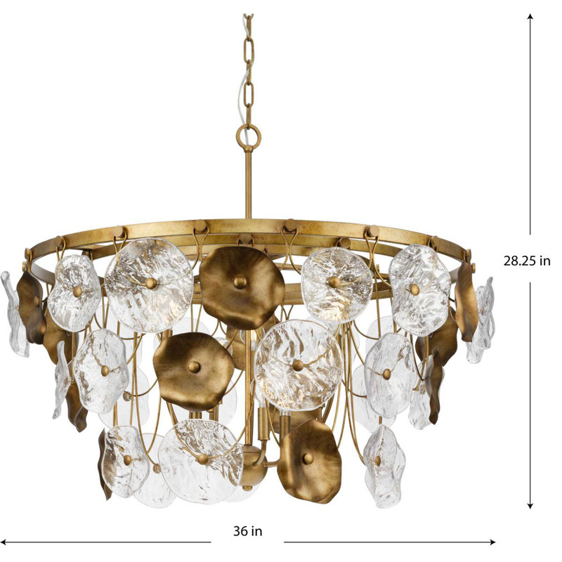Loretta Gold Ombre 9-Light Tiered Chandelier with Clear Glass