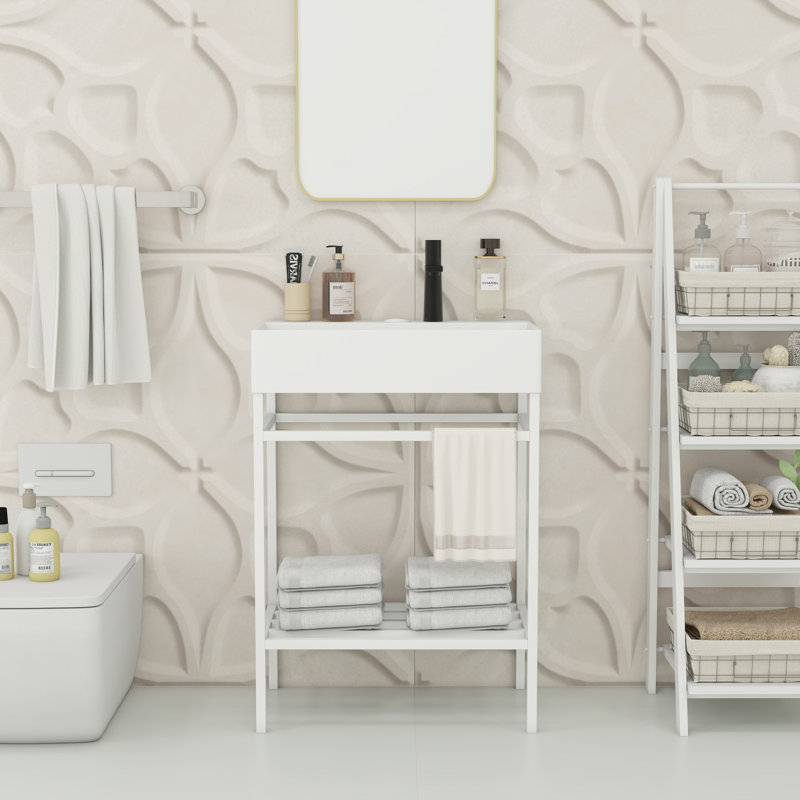 Meuble-lavabo 24 po avec lavabo, Blanc, Blanc