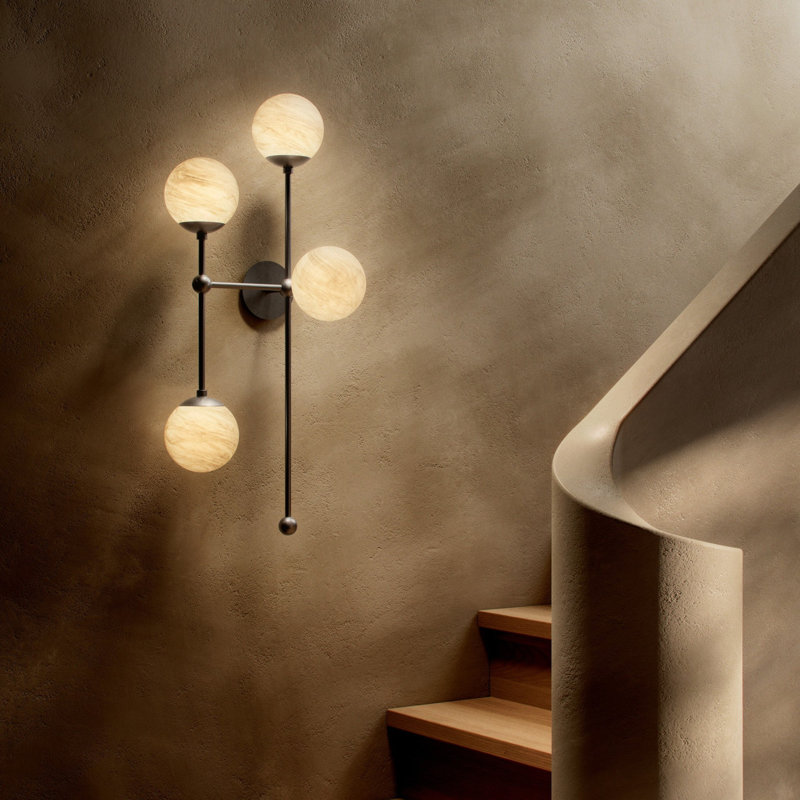 Armstrong 4 - Light Armed Sconce, Black Gunmetal, Marbled Matte