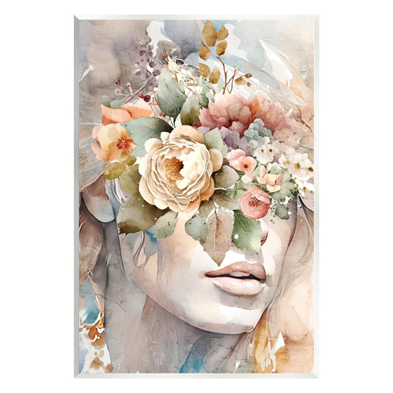 Abstraction florale féminine par Kim Allen, H 19 po x l 13 po x P 0,5 po