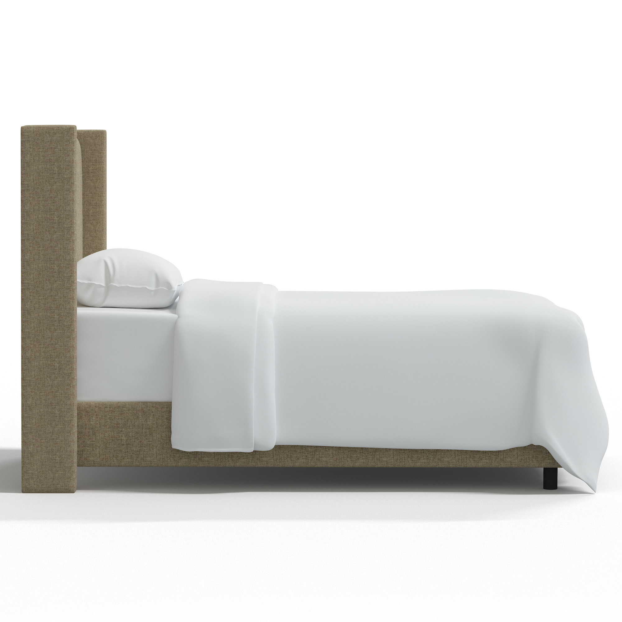 Hanson Upholstered Wingback Bed, Twin, Zuma Natural Textured Linen