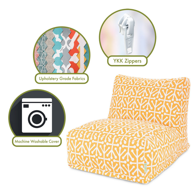 Nerys Polyester Outdoor Friendly Bean Bag Chair & Lounger, Citrus