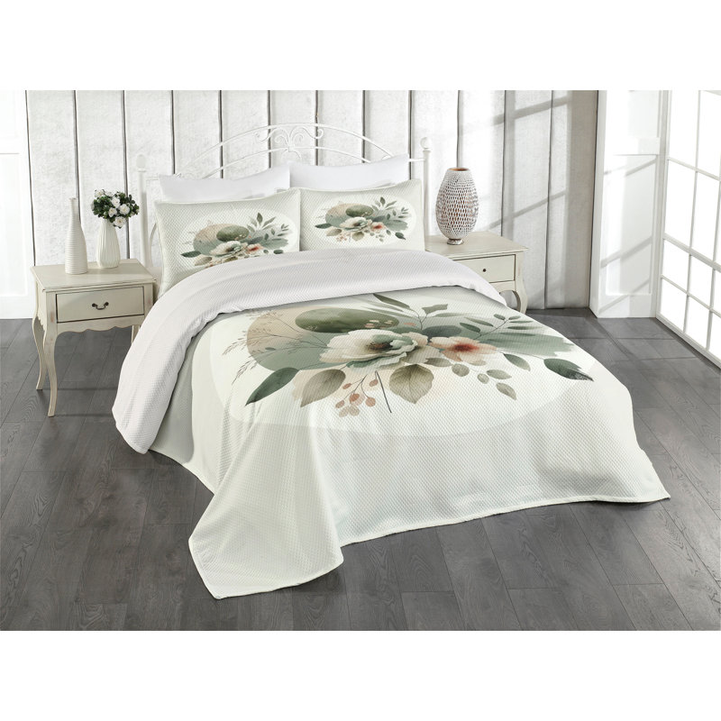 Polyester Floral Coverlet, King Coverlet + 2 Standard Shams