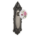 Victorian Plate with White Rose Porcelain Door Knob