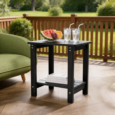 Aliah HIPS Outdoor Side Table Adirondack 2-Tier End Table Weatherproof & Durable Patio Table Outdoor End Table for Patio, Poolside, and Lawn