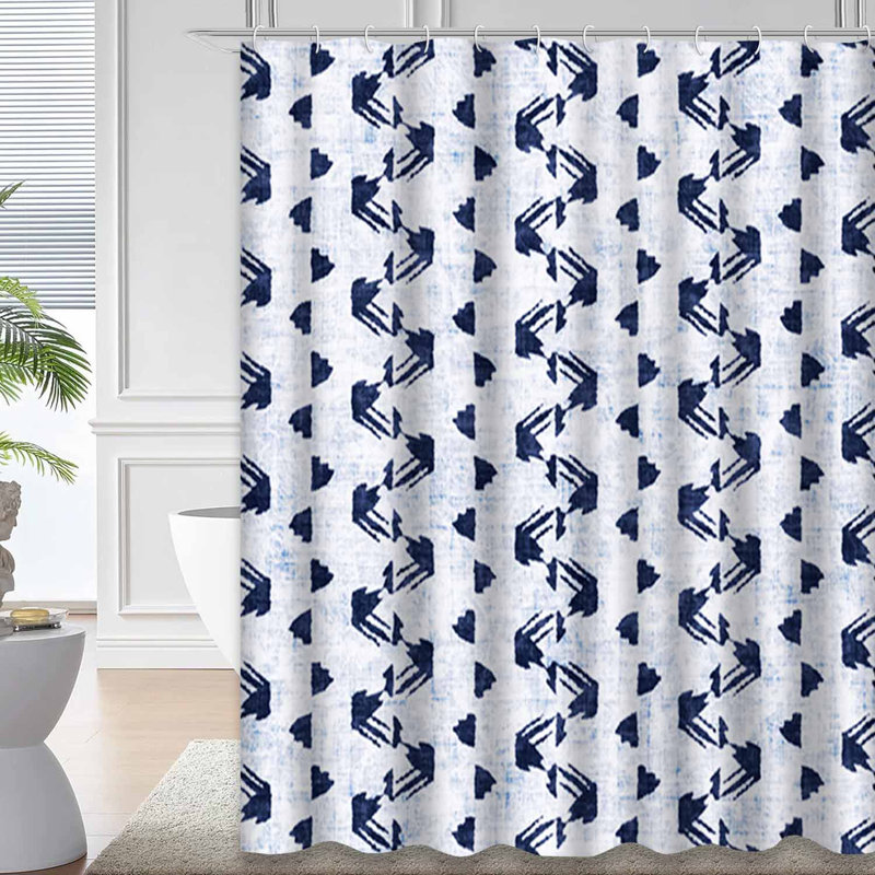 Rideau de douche bleu imperméable, rideaux de douche pour la salle de bain avec 12 crochets, L 72 po x l 72 po