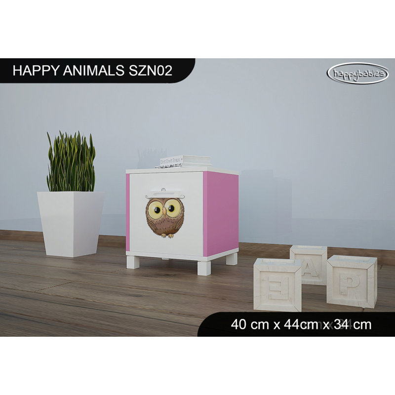 Nightstand, White/Pink