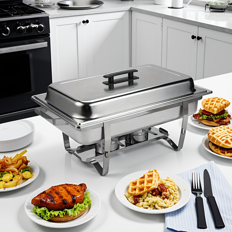 Ensemble de 2 plats en acier inoxydable pour la maison et l'extérieur Perossia - sans danger pour les aliments, empilable et pliable
