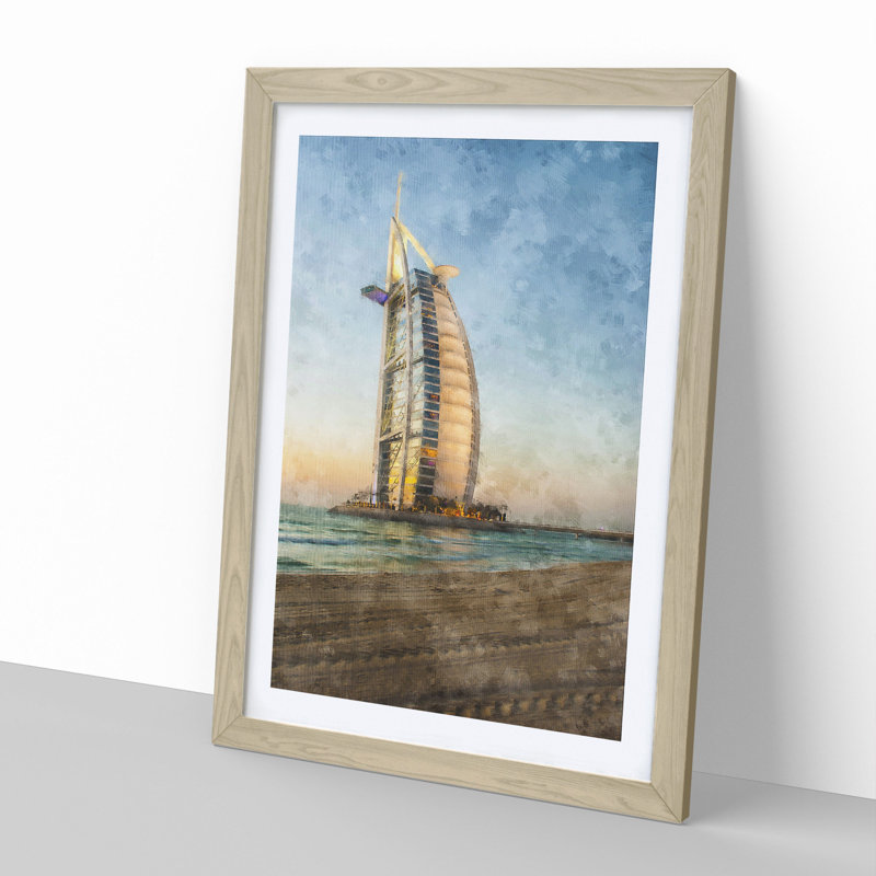 The Burj Al Arab in Dubai Vol.1 - Picture Frame Painting, 36cm H x 27cm W x 2cm D, Oak Framed
