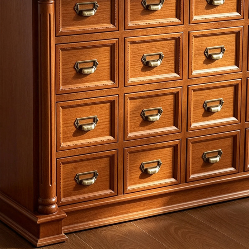 Commode rétro rétro à plusieurs tiroirs, Brun jaunâtre