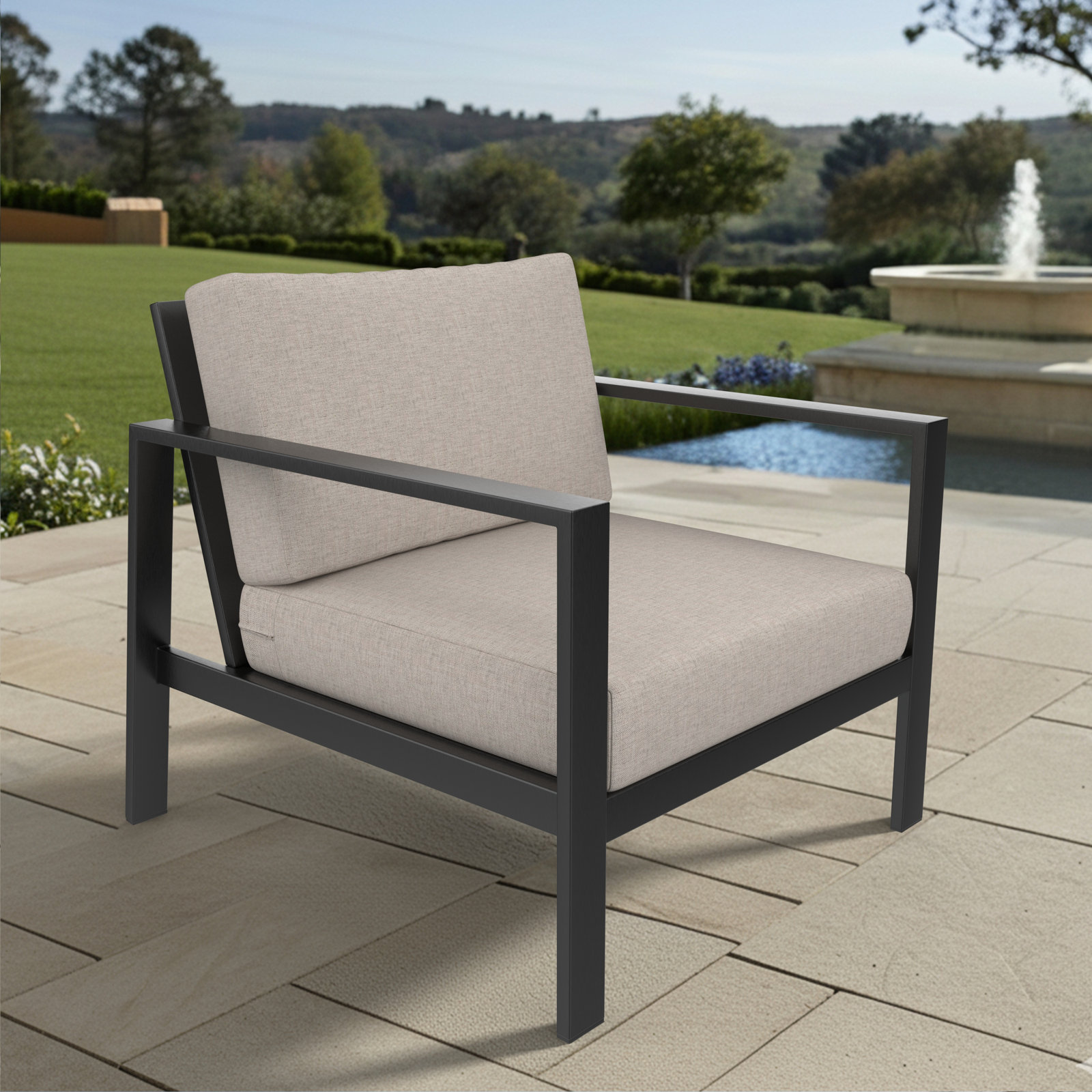 Amala Sunbrella® Seat and Back Cushion, Sunbrella® Cast Silver, 28.5" W x 28.5" D