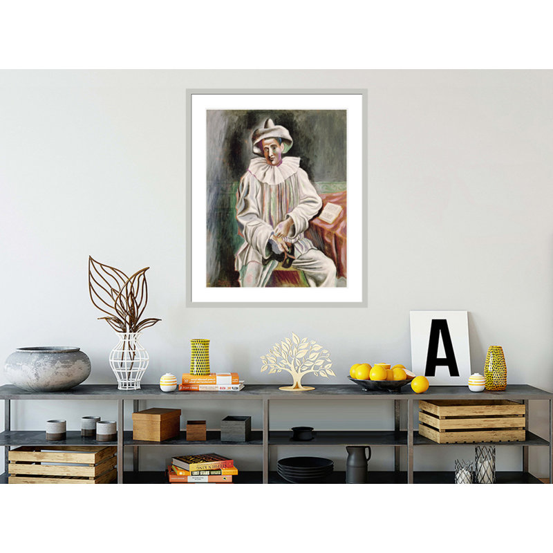 Assis Pierrot par Pablo Picasso, impression giclée sur cadre, H 40,37 po x l 33,5 po