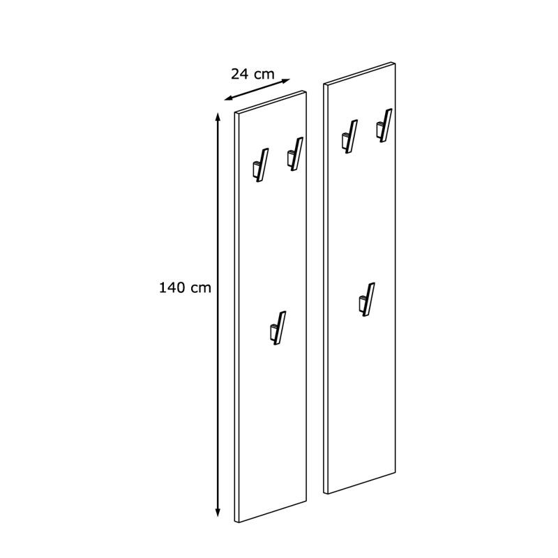 McCowan 3 pcs. Wardrobe set with mirror, Grey (Glossy)