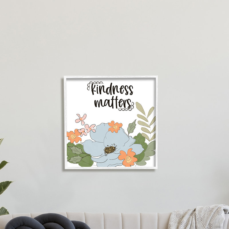Gentillesse, sentiment, bouquet de fleurs, feuilles vertes, Estampe numérique Farmhouse, H 24 po x l 24 po