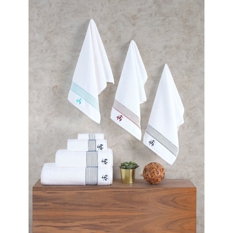 Ensemble 6 serviettes de bain en coton turque, Sauge écarlate