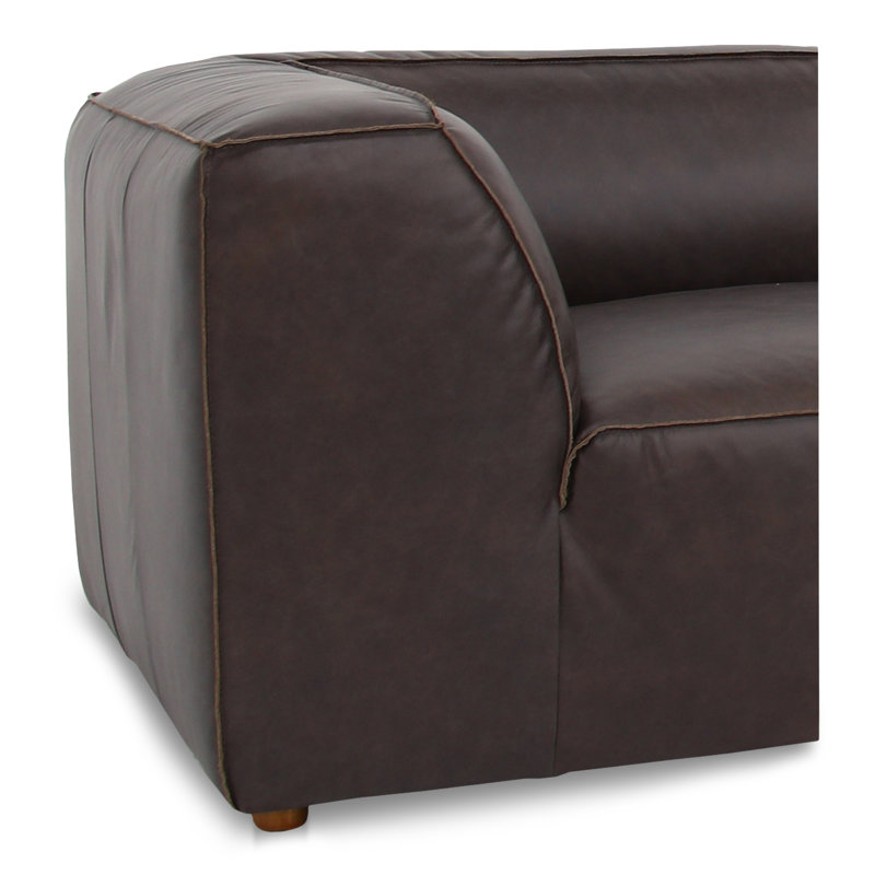 Form Astra 5 - Genuine Leather Modular Sectional with Ottoman, 26" H x 112" W x 102.5" D, Tan Genuine Leather